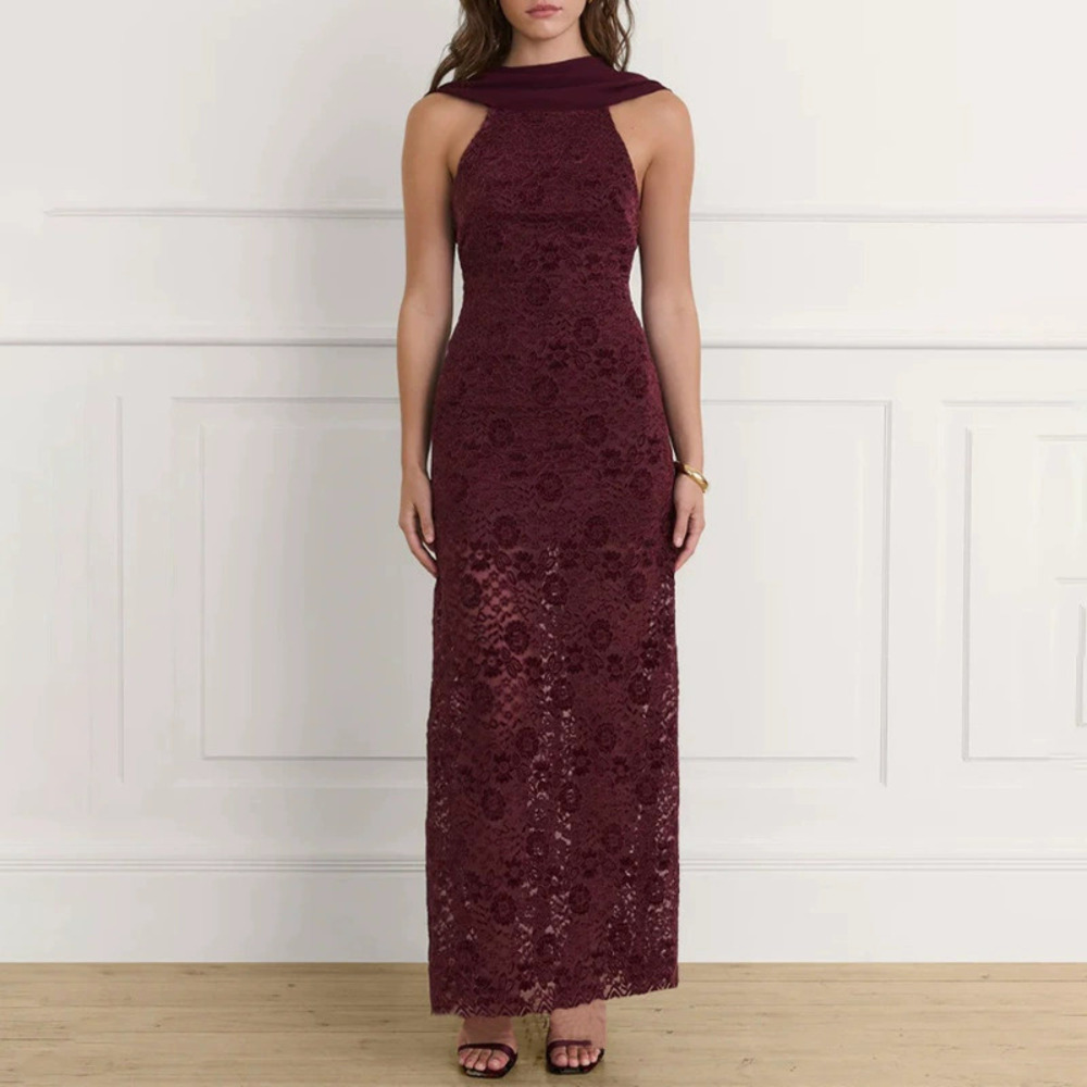 Zara Lace Backless Sleeveless Bodycon Dress Fall